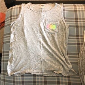 Love pink tank top with pocket